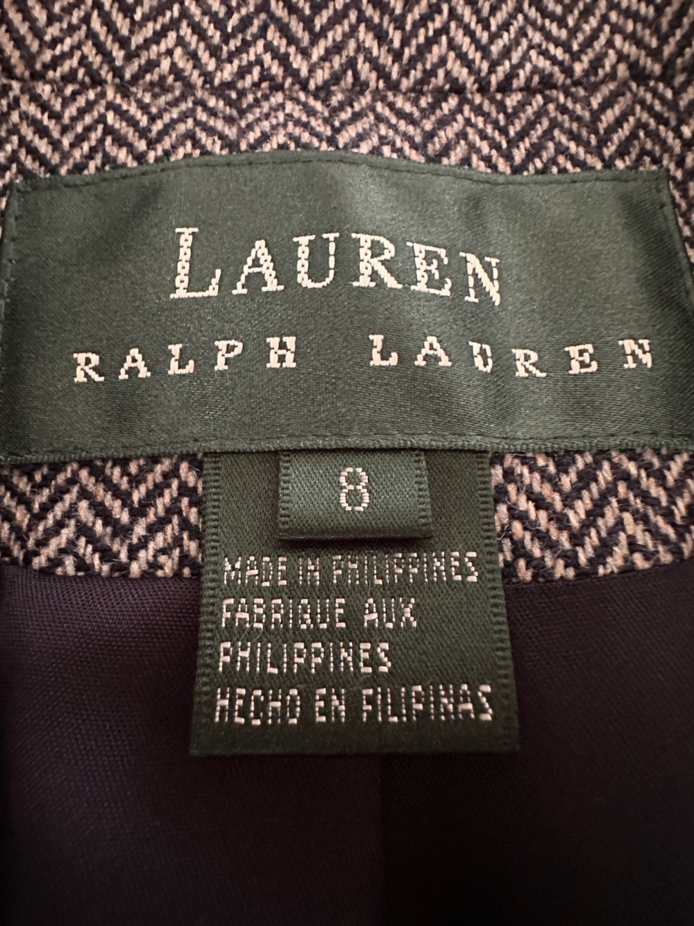 VINTAGE Ralph Lauren Gray Herringbone Single-Button Tailored Wool Blazer - Picture 7 of 13